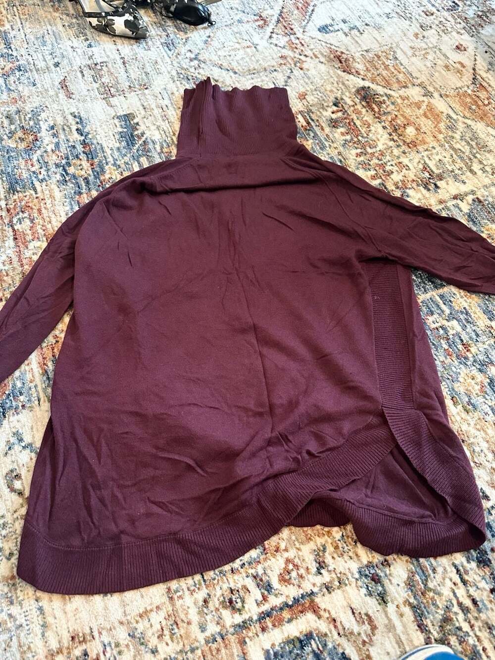 Devotion by Cyrus Women's Cowl Neck Ribbed Tunic Sweater Burgundy
